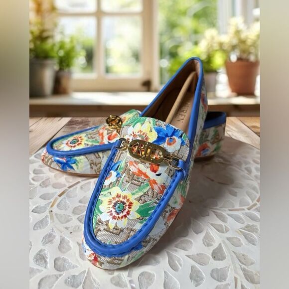 RALPH LAUREN Averi II floral Monogram Jacquard Loafer Flat Driving Shoe NEW - Picture 1 of 14